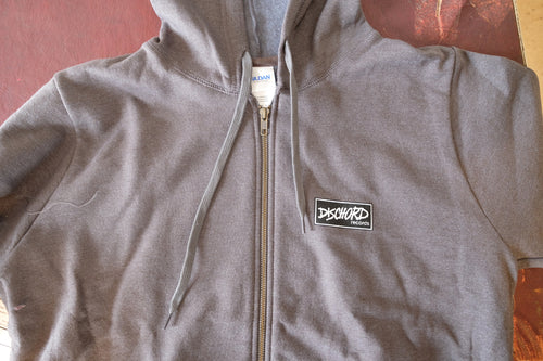Dischord Box Logo - Full-Zipper Hooded Sweatshirt ADULT - TWEED