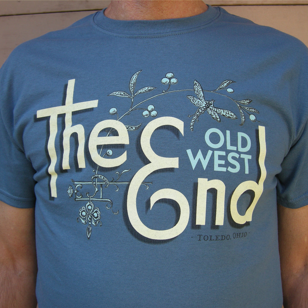 The (Old West) End - Dragonfly T-shirt - Indigo Blue/Cream